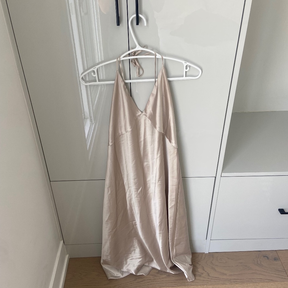 Grace Loves Lace Silky Satin Midi in Moonshine - Size Medium